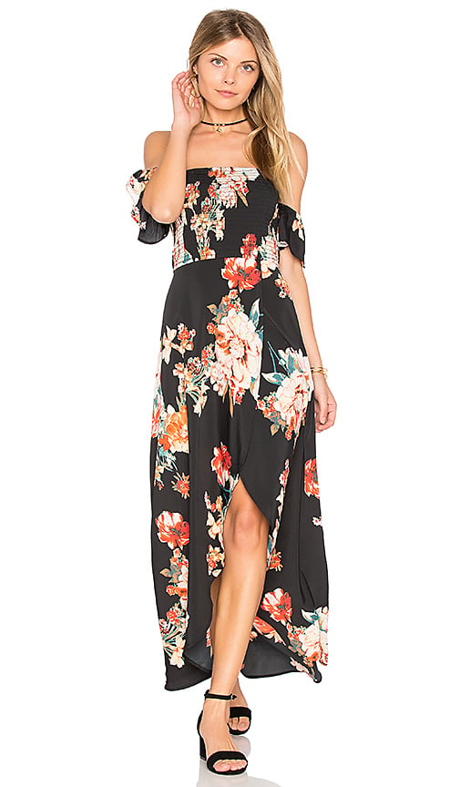 Band of Gypsies LARGE FLORAL MAXI DRESS Black Coral Floral Print revolve floral print dresses under 100 dollars