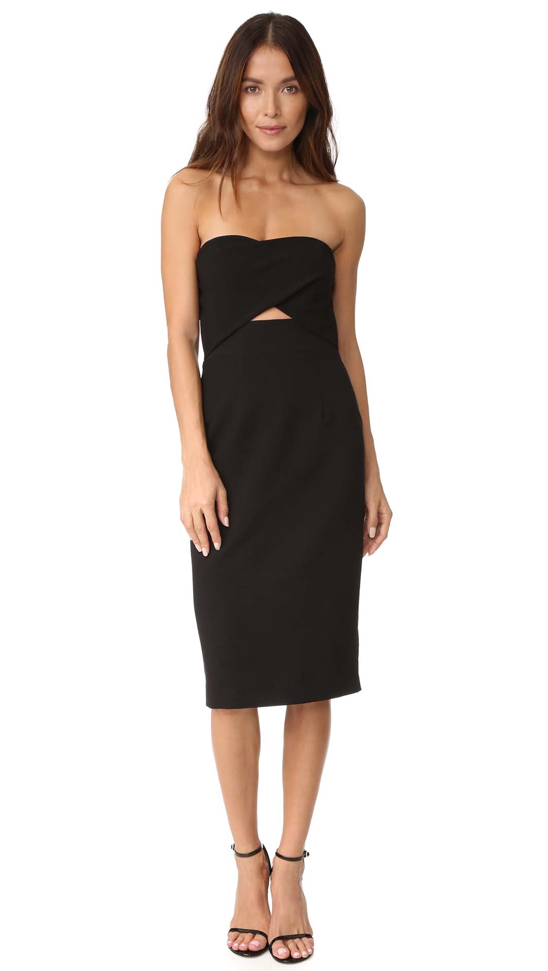 Black Halo Jada Cutout Strapless Dress Black shopbop summer wedding guests