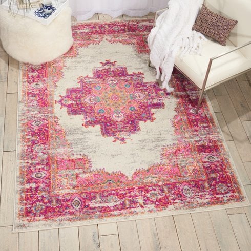 Bungalow Rose Bethesda Ivory/Fuchsia Indoor Area Rug Wayfair rug market sale