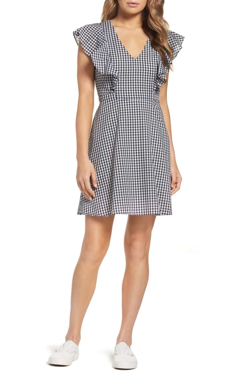 CHARLES HENRY Fit and Flare Dress Black White Gingham dresses summer 2017