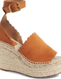 CHLOÉ Lauren Espadrille Wedge Sandal Brown Ochre Suede nordstrom wedge sandals summer 2017