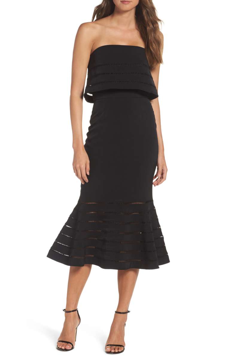 C/MEO COLLECTIVE Say It Again Popover Strapless Dress Black nordstrom strapless dresses summer wedding guests 