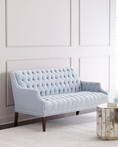 Capaldi Dove Tufted Settee Light Grey Horchow summer sale 2017