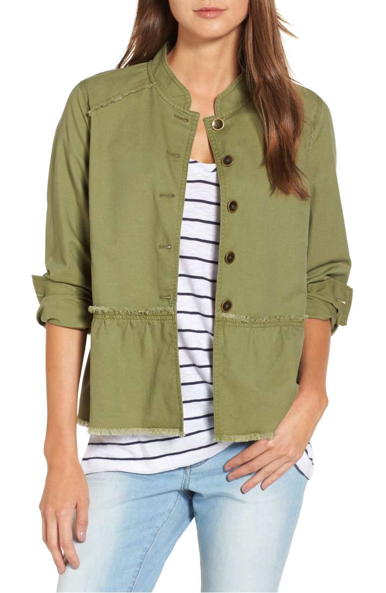 Caslon Twill Peplum Jacket Olive Green nordstrom anniversary sale
