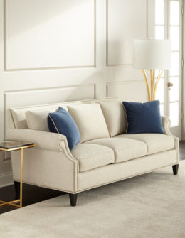 Celia Natural Sofa Cream Nailhead Trim horchow summer sale 2017