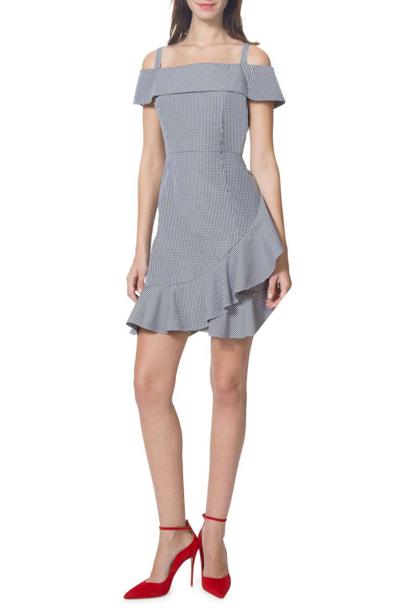 DONNA MORGAN Off the Shoulder Sheath Dress Black White Gingham dresses summer 2017 nordstrom