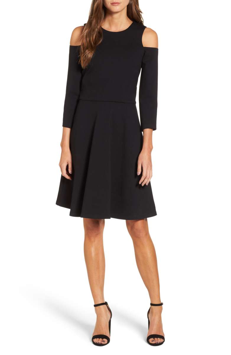 ELIZA J Cold Shoulder Fit & Flare Dress Black nordstrom anniversary sale 2017
