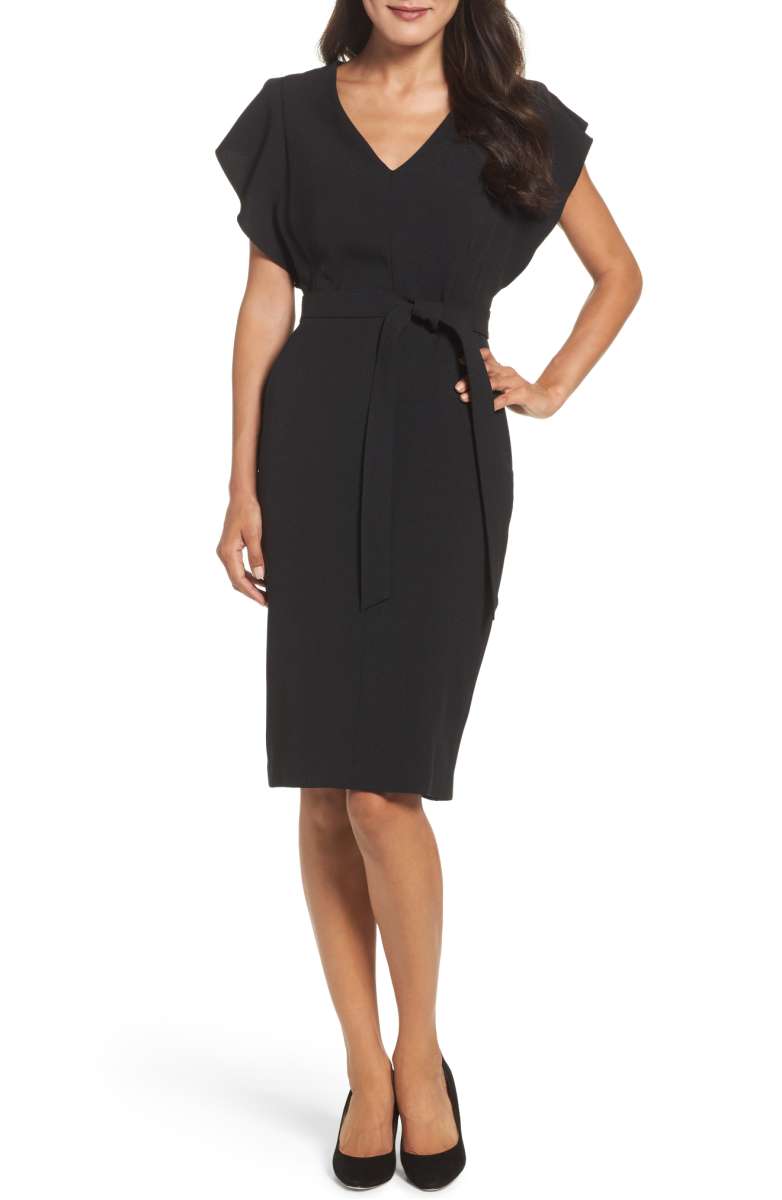 ELIZA J Ruffle Sleeve Sheath Dress Black nordstrom anniversary sale 2017