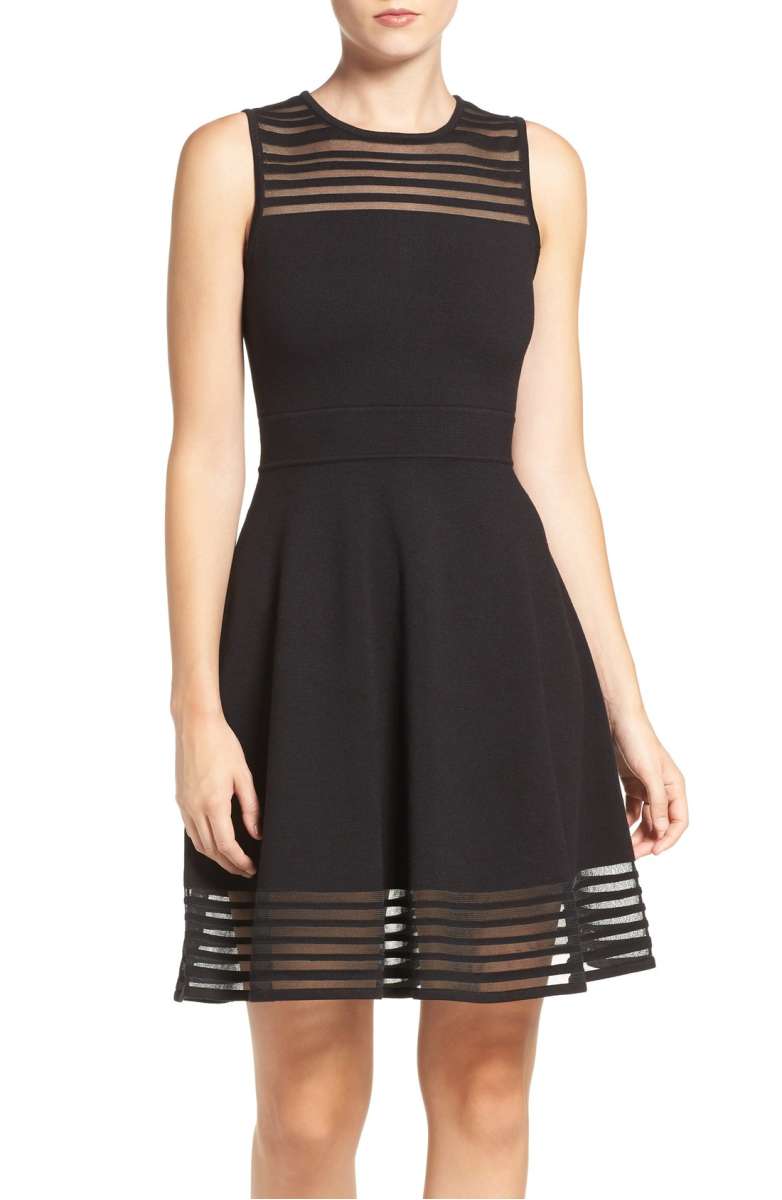 ELIZA J Stripe Fit & Flare Dress Black nordstrom anniversary sale 2017