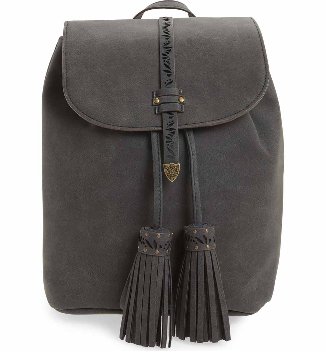 ELLE & JAE GYPSET Palomina Cutwork Trim Faux Leather Backpack Coal nordstrom designer backpacks back to school 2017
