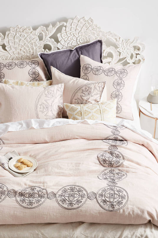 Embroidered Kauri Duvet Lilac anthropologie weekend sale