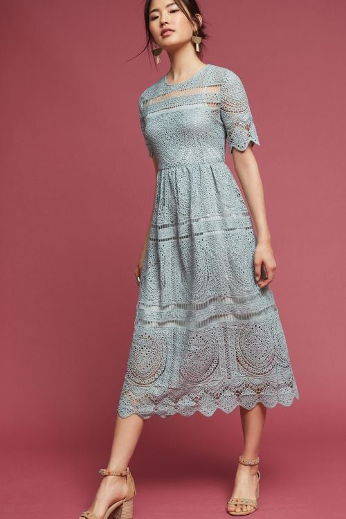 Eri + Ali Mint Lace Midi Dress Mint Green anthropologie weekend sale