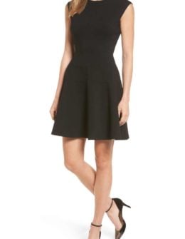 Halogen Ponte Fit & Flare Dress Black nordstrom anniversary sale