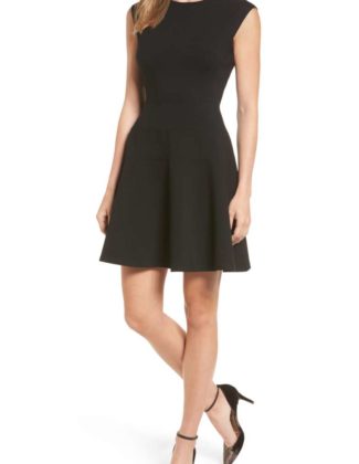 Halogen Ponte Fit & Flare Dress Black nordstrom anniversary sale