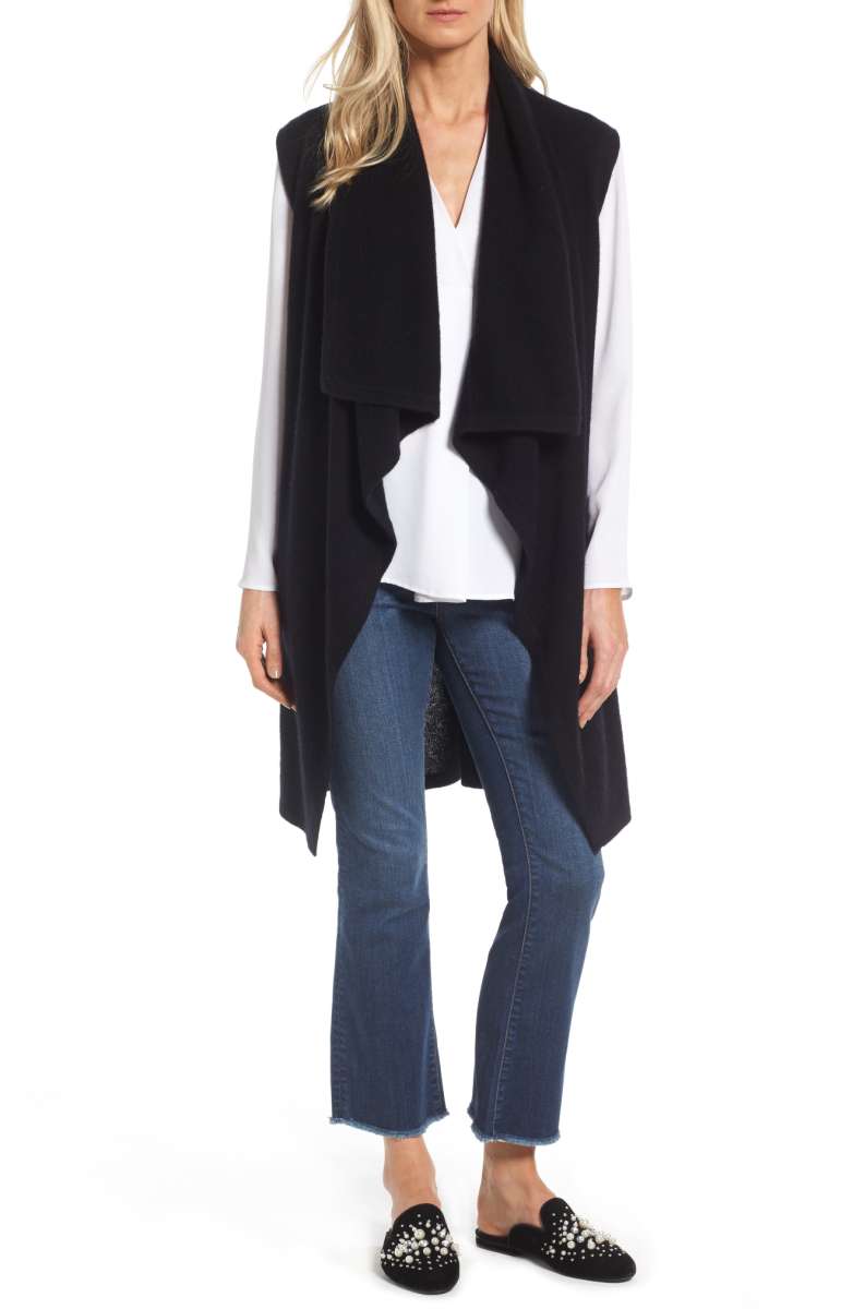 Halogen Waterfall Drape Front Cashmere Vest nordstrom anniversary sale