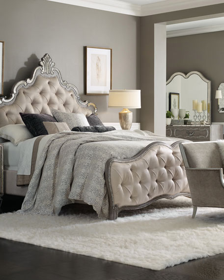 Hooker Furniture Juliet Tufted King Panel Bed Gray Metallic Horchow summer sale 2017