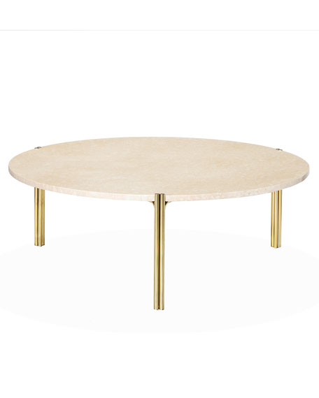 Interlude Home Bryce Round Marble Coffee Table Ivory Brass Horchow summer sale 2017