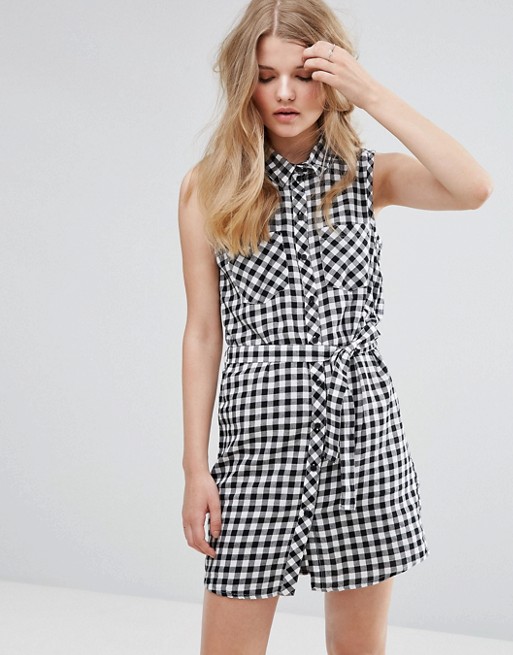 JDY Gingham Shirt Dress with Tie Belt Cloud Dancer asos summer 2017 dresses