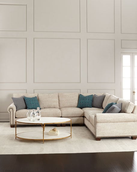 Jenkins 4-Piece Sectional Sofa Off White Nailhead Trim Horchow summer sale 2017