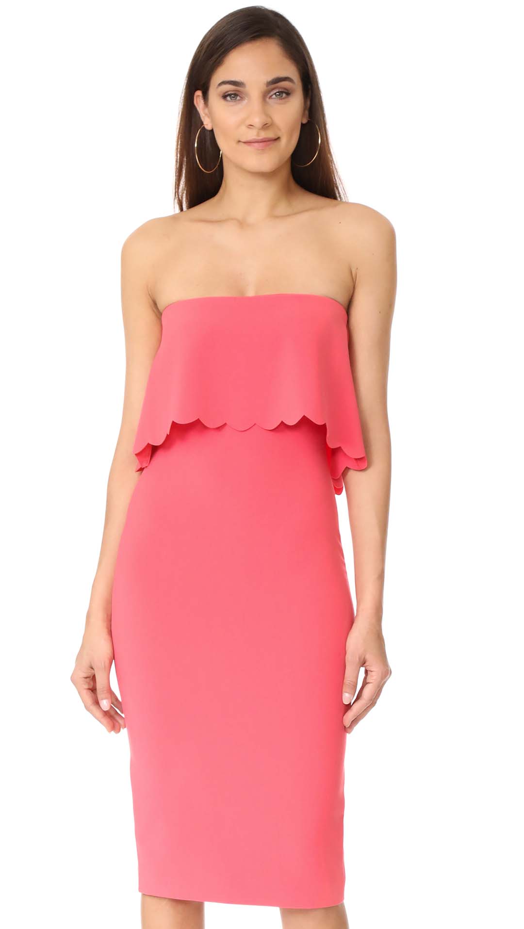 LIKELY Scalloped Driggs Strapless Dress Flamingo Pink shopbop summer wedding guests