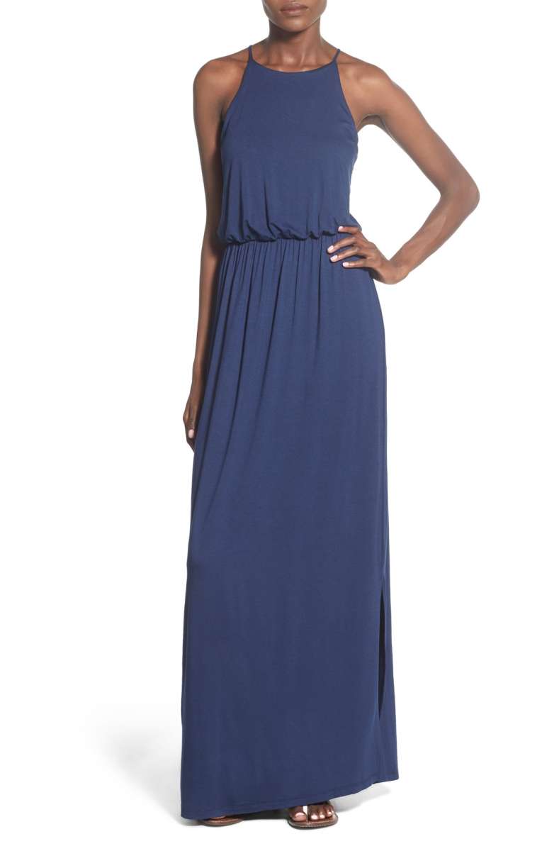 LUSH High Neck Maxi Dress Peacoat Blue nordstrom maxi dresses under $100 summer 2017