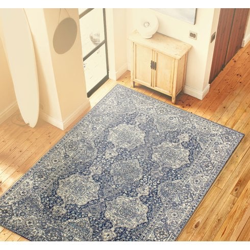 Lark Manor Amhurst Dark Blue Area Rug Wayfair rug market sale