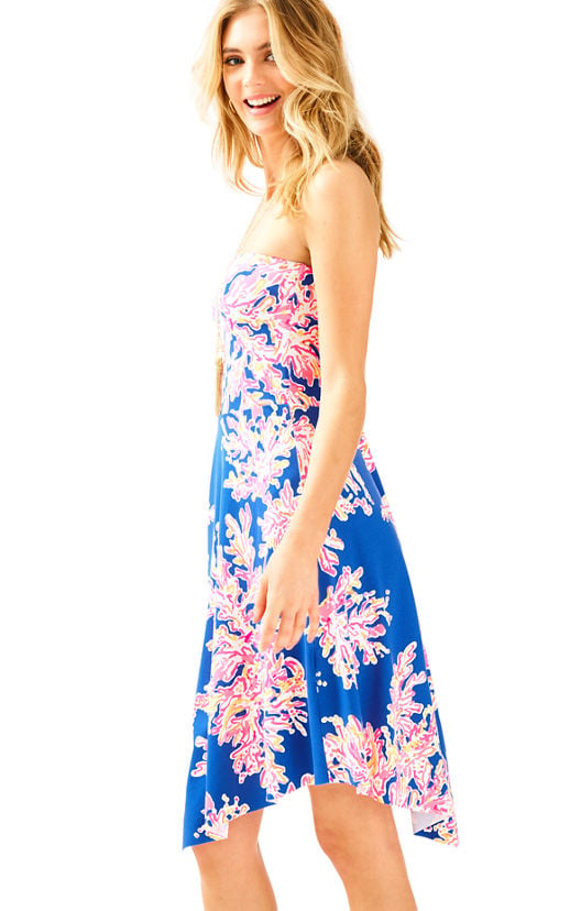 Lilly Pulitzer LOLETA STRAPLESS DRESS Brilliant Blue Its Eelectric summer wedding guests strapless dresses