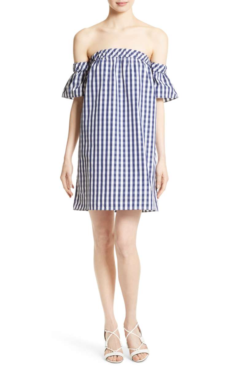 MILLY Gingham Off the Shoulder Shift Dress Navy dresses summer 2017 nordstrom
