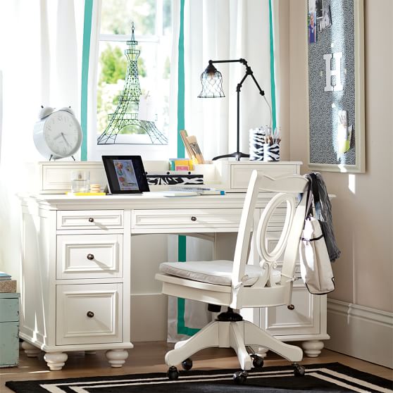 PBteen Chelsea Desk & Hutch Simply White pottery barn teen study save sale