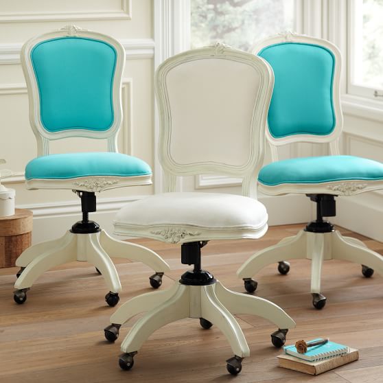 PBteen Ooh La La Swivel Chair Snow White Pool Turquoise study and save sale