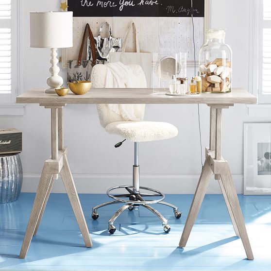 PBteen Stand or Sit Study Desk Weathered White Simply White pbteen study and save sale 2017 pottery barn teen