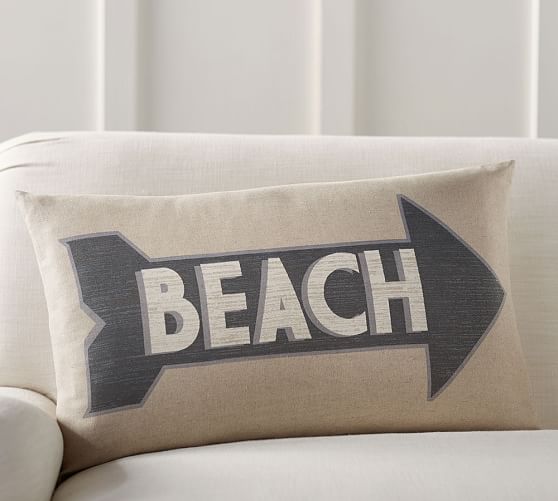 Pottery Barn BEACH SIGN LUMBAR PILLOW COVER pottery barn buy more save more sale