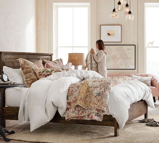 Pottery Barn BELGIAN FLAX LINEN DUVET COVER & SHAM - SOFT ROSE pottery barn duvets and quilts sale 