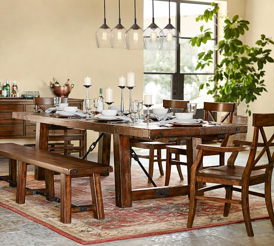 Pottery Barn BENCHWRIGHT EXTENDING DINING TABLE, RUSTIC MAHOGANY pottery barn buy more save more sale