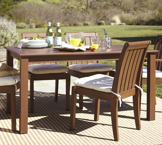 Pottery Barn CHATHAM RECTANGULAR FIXED DINING TABLE - DARK HONEY eco friendly outdoor furniture sale 60 percent off