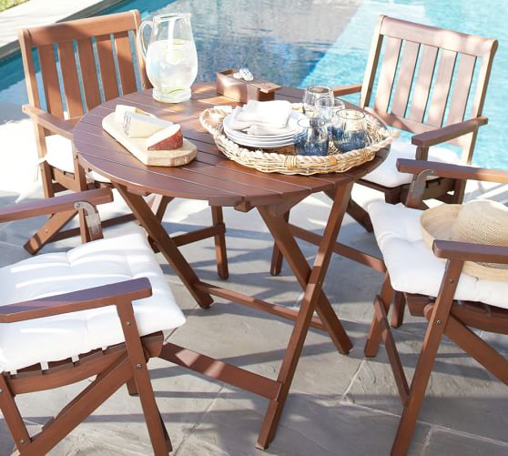 Pottery Barn CHATHAM ROUND FOLDING BISTRO TABLE - DARK HONEY Eco-Friendly pottery barn outdoor furniture 60% off