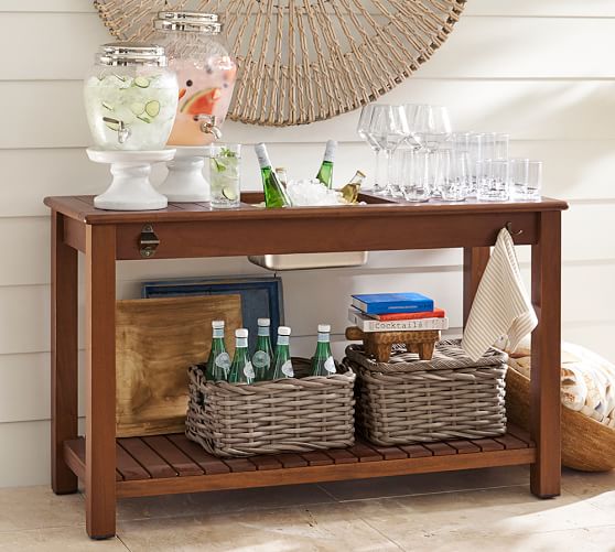 Pottery Barn CHATHAM ULTIMATE BAR CONSOLE TABLE - DARK HONEY Eco-Friendly pottery barn outdoor furniture sale 60 percent off