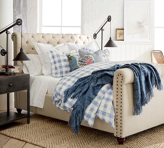 Pottery Barn CHESTERFIELD BED WITH FOOTBOARD 20 percent off weekend sale