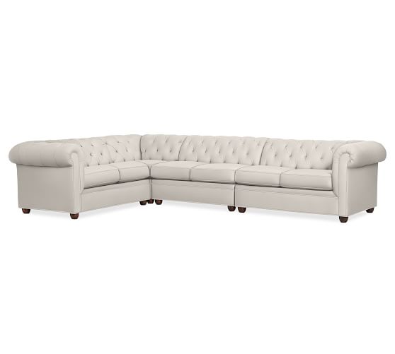 Pottery Barn CHESTERFIELD UPHOLSTERED 4-PIECE REVERSIBLE GRAND SECTIONAL pottery barn buy more save more sale