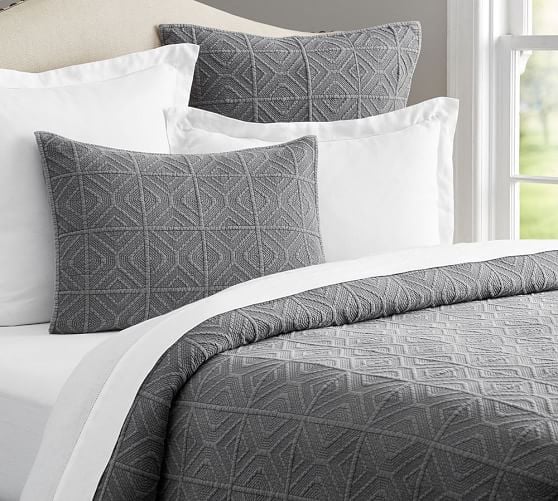 Pottery Barn DIAMOND STONEWASHED COVERLET SHAM pottery barn duvets and quilts sale
