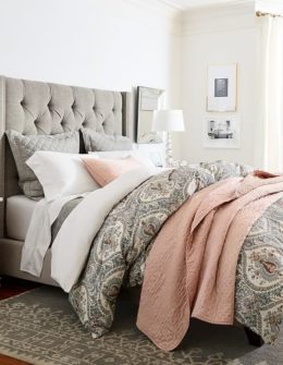Pottery Barn HARPER UPHOLSTERED TUFTED TALL BED & HEADBOARD pottery barn upholstered beds sale