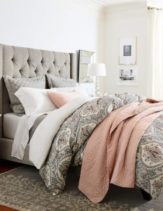Pottery Barn HARPER UPHOLSTERED TUFTED TALL BED & HEADBOARD pottery barn upholstered beds sale
