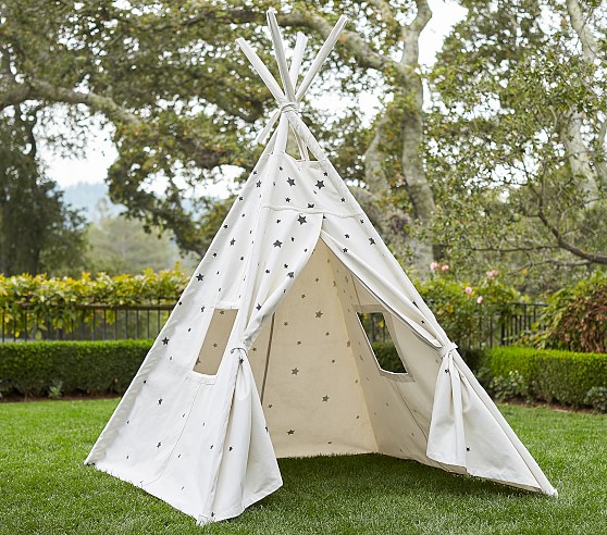 Pottery Barn Kids The Emily & Meritt White With Black Stars Teepee pottery barn kids super sale