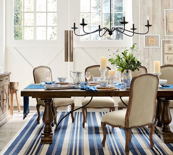 Pottery Barn LORRAINE EXTENDING DINING TABLE, RUSTIC BROWN dining tables pottery barn sale 20 percent off 