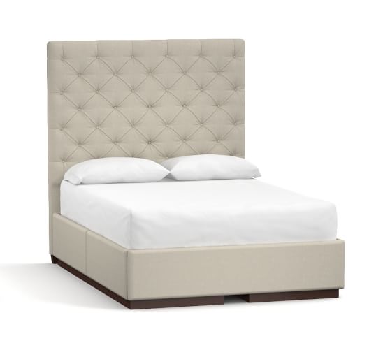 Pottery Barn LORRAINE TALL STORAGE BED 20 percent off sale tufted upholstered bed