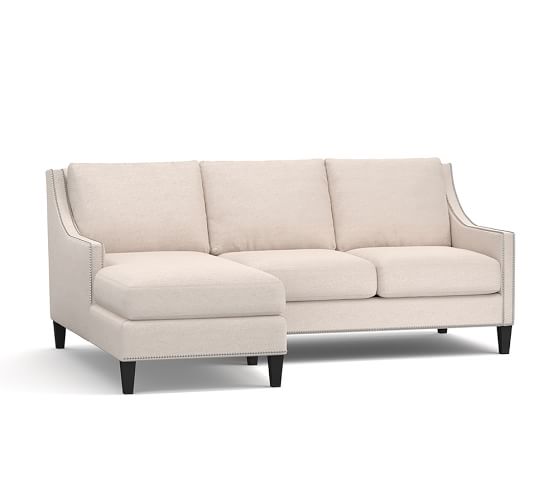 Pottery Barn PASADENA UPHOLSTERED SOFA WITH CHAISE SECTIONAL Nailhead Trim 20 percent off sale