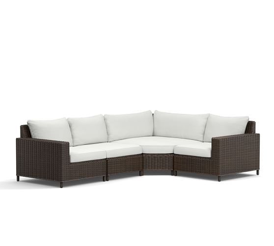 Pottery Barn TORREY ALL-WEATHER WICKER SQUARE-ARM WEDGE-CORNER SECTIONAL SET - ESPRESSO pottery barn outdoor furniture sale 60 percent off