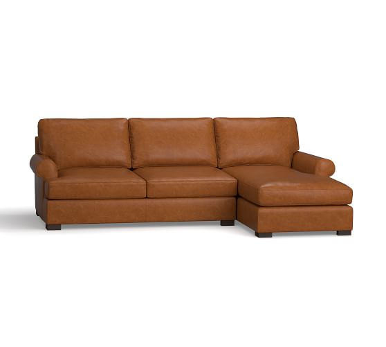 Pottery Barn TOWNSEND ROLL ARM LEATHER CHAISE SOFA SECTIONAL pottery barn 20 percent off weekend sale