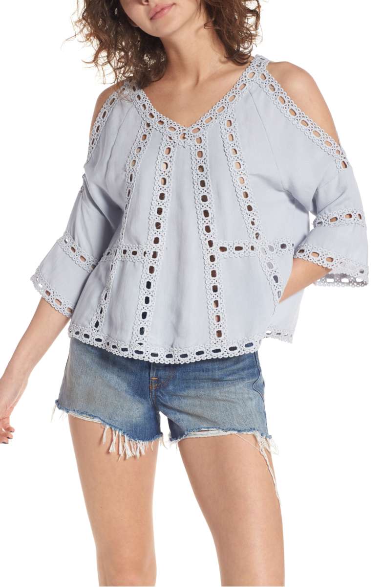 RAGA The Amy Cold Shoulder Top Grey lace cold shoulder tops summer 2017 nordstrom