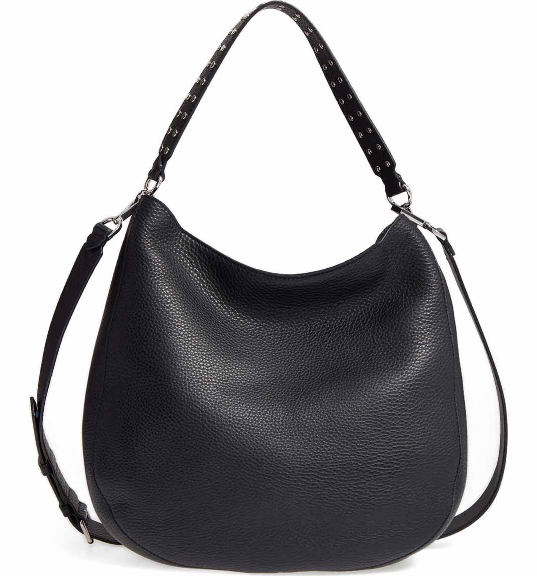 REBECCA MINKOFF Unlined Convertible Leather Hobo Black Silver Hardware nordstrom anniversary sale 2017